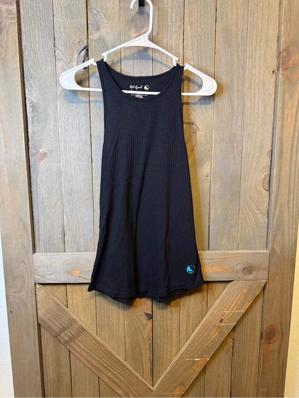 Reel Legends Black Ribbed Tank with Blue Logo